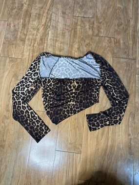 Leopard Print Long-Sleeve Women’s Top - Brown/Black